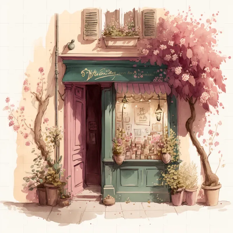 Pretty Parisian Watercolor Shopfronts