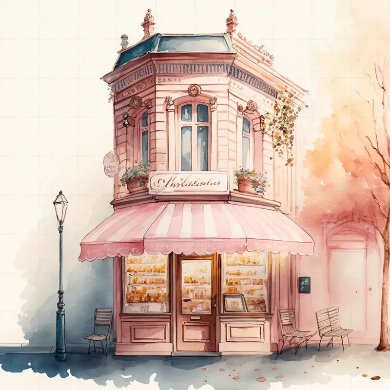 Pretty Parisian Watercolor Shopfronts