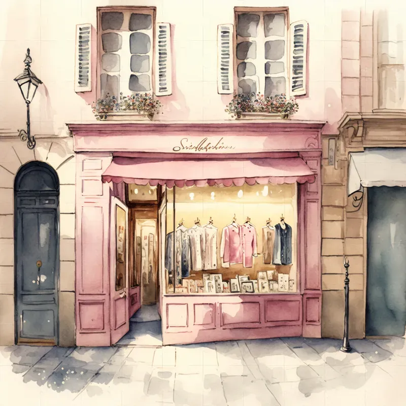 Pretty Parisian Watercolor Shopfronts
