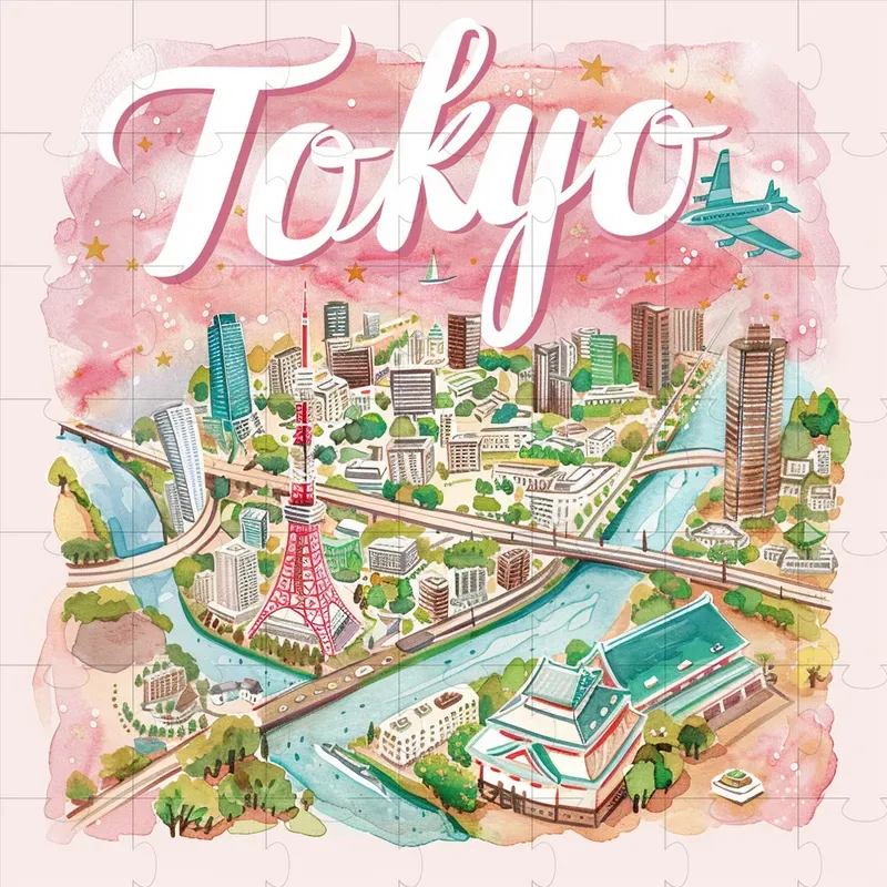 Cute Travel Map Postcard Illustrations