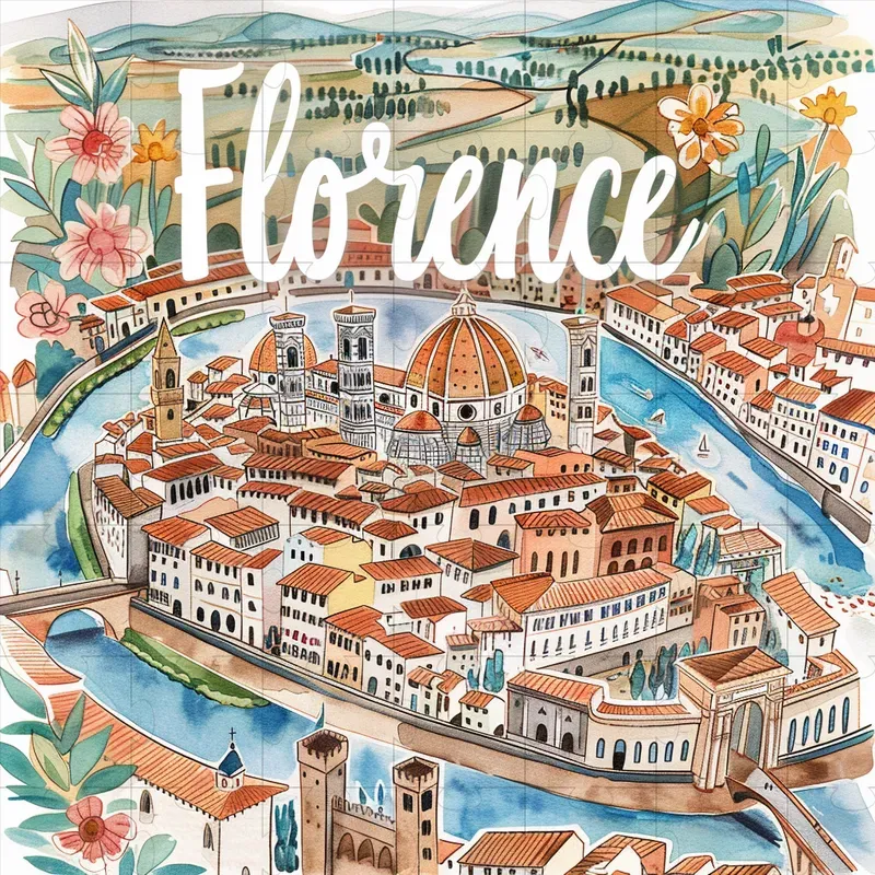 Cute Travel Map Postcard Illustrations