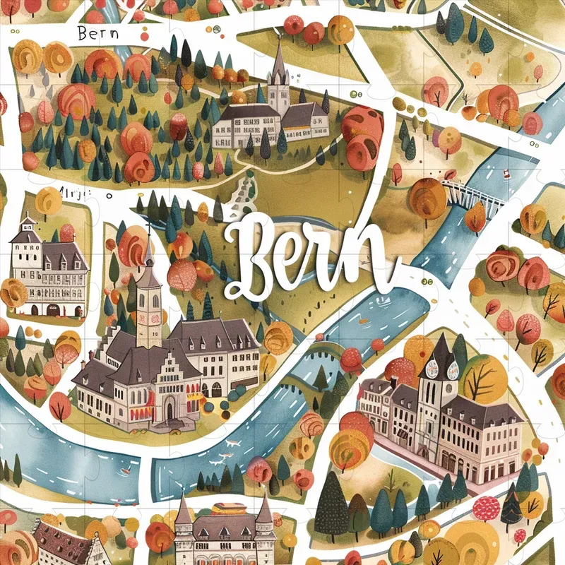 Cute Travel Map Postcard Illustrations