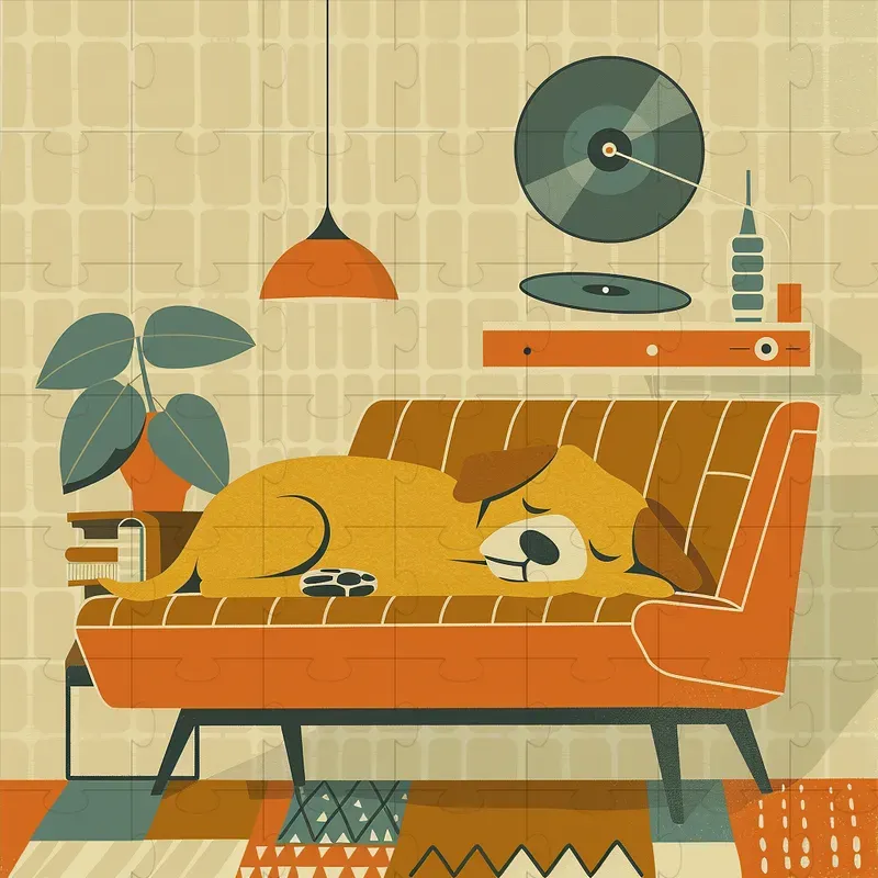 Mid Century Modern Graphic Pets Art
