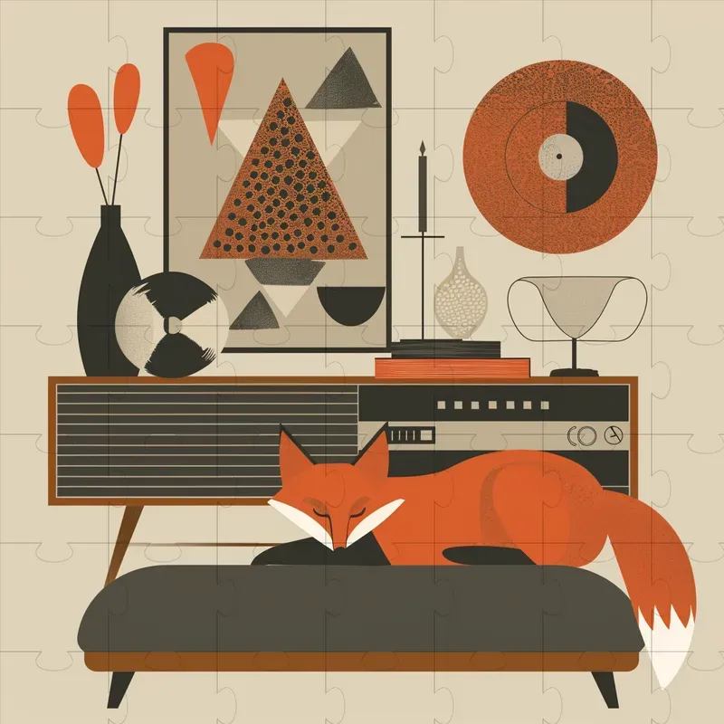 Mid Century Modern Graphic Pets Art