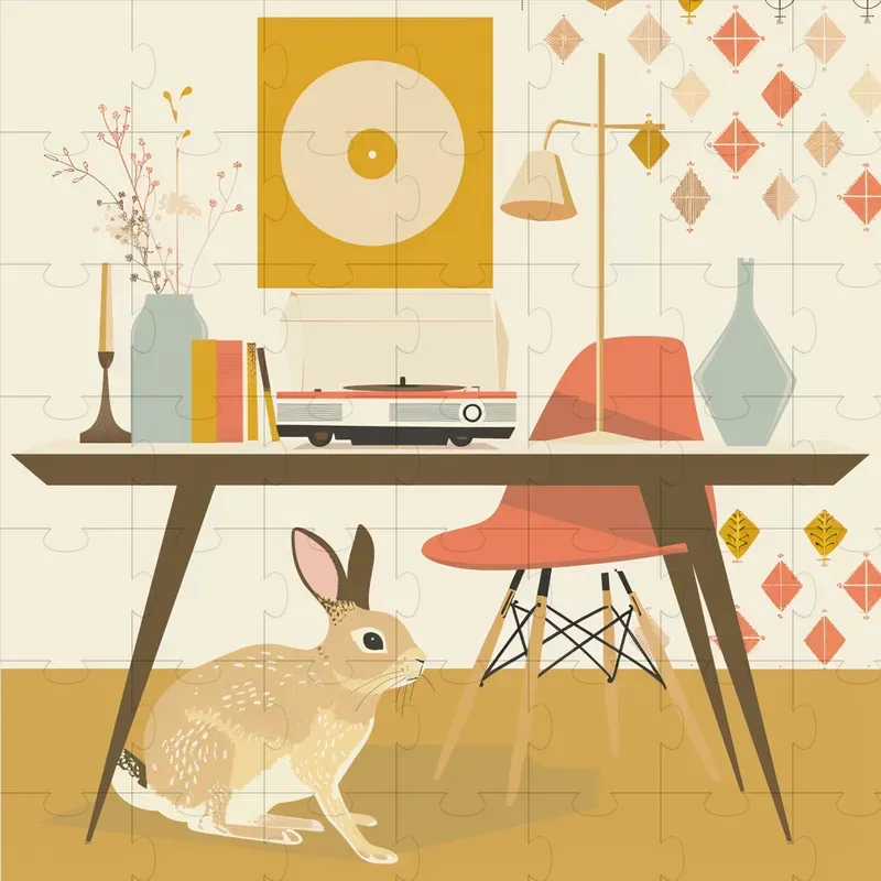 Mid Century Modern Graphic Pets Art