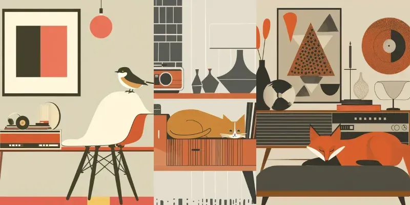 Mid Century Modern Graphic Pets Art generated by undefined