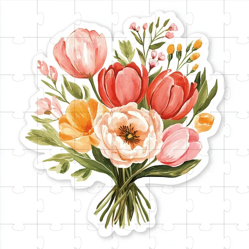 Delicate Cute Watercolor Flower Stickers