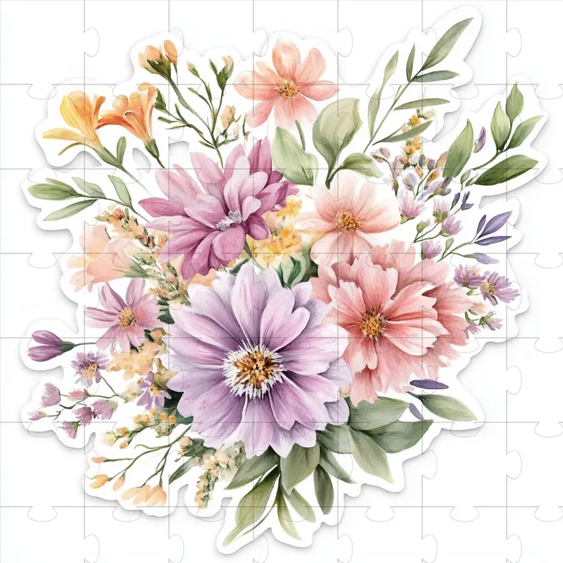 Delicate Cute Watercolor Flower Stickers