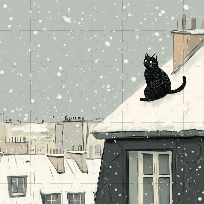 Serene Winter French Cat Life Scenes