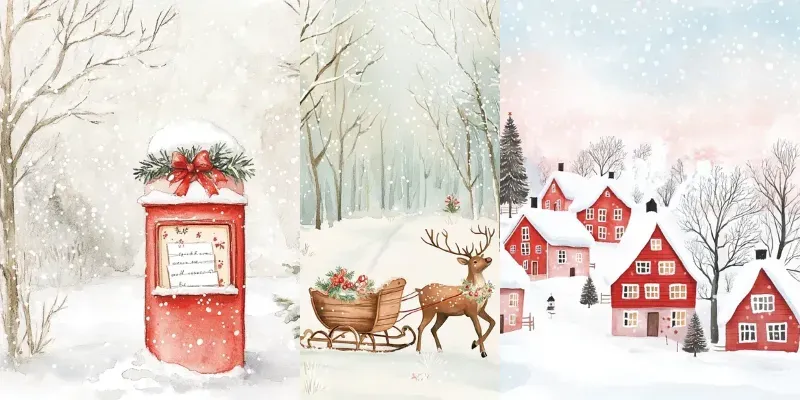 Norwegian Christmas Winter Illustrations generated by undefined