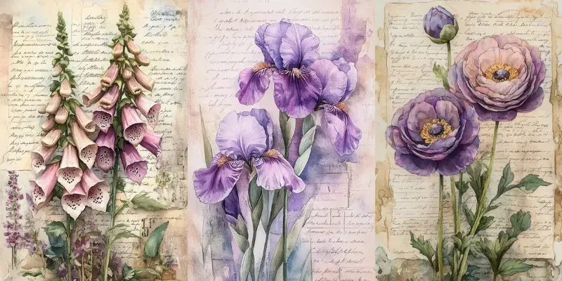 Pretty Floral Junk Journal Papers generated by undefined