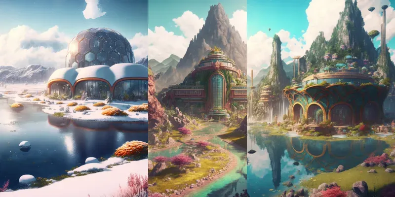 Futuristic Sci-fi Fantasy Landscapes generated by undefined