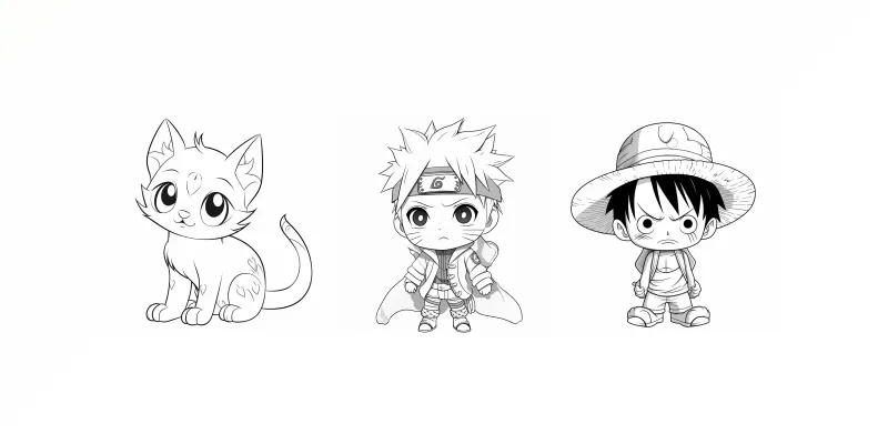 Chibi Anime Coloring Pages generated by undefined