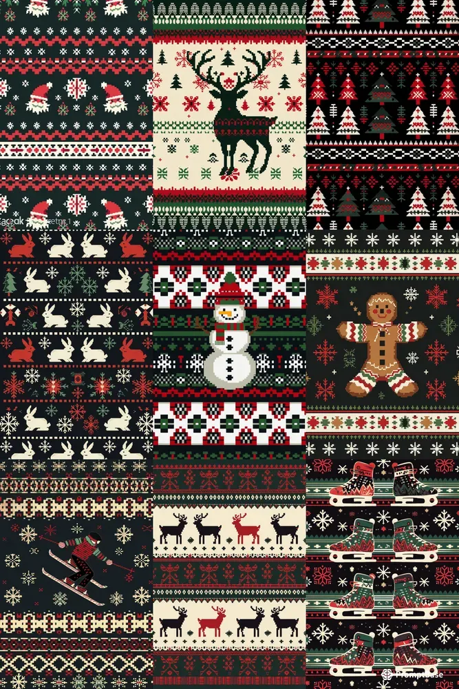 Ugly Sweater Christmas Seamless Patterns