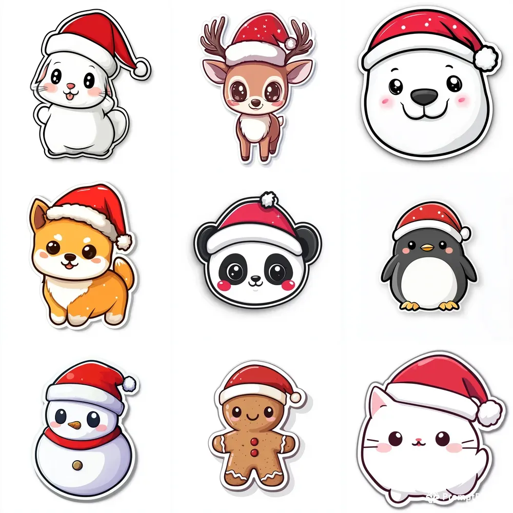 Cute Christmas Sticker Cliparts