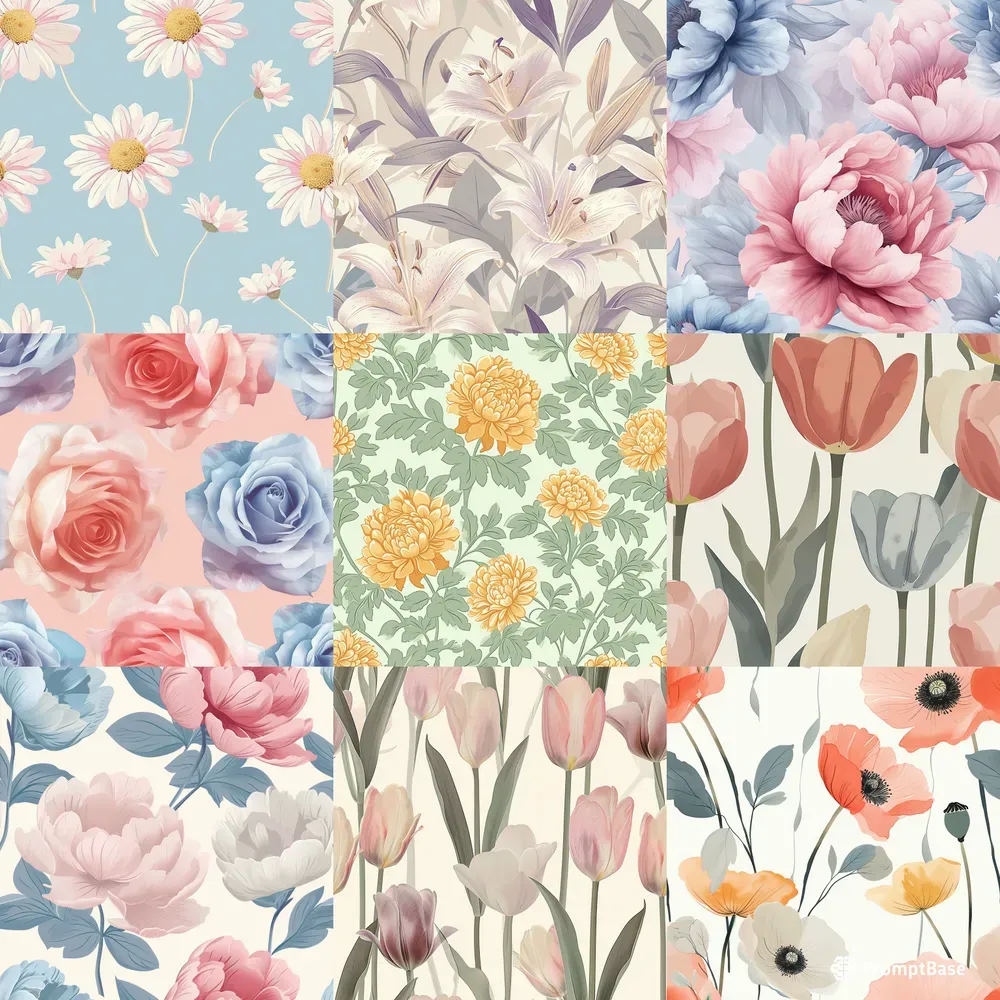 Soft Seamless Flower Patterns