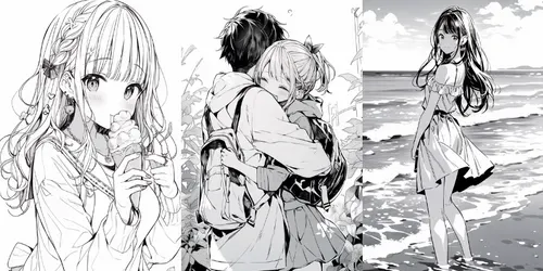 Manga Sketches Illustrations generated by midjourney
