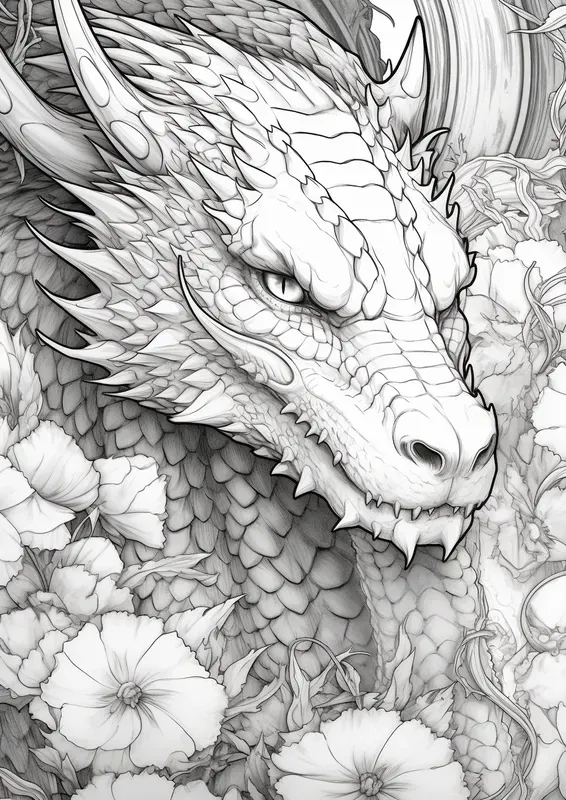 Adult Coloring Page Floral Portraits