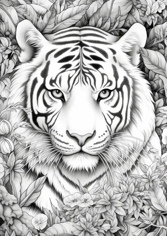 Adult Coloring Page Floral Portraits