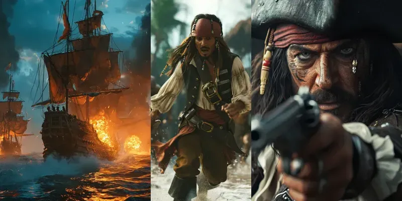 Epic Pirate Cinematic Scenes generated by undefined