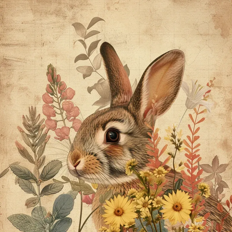Botanical Vintage Nostalgic Collage Art