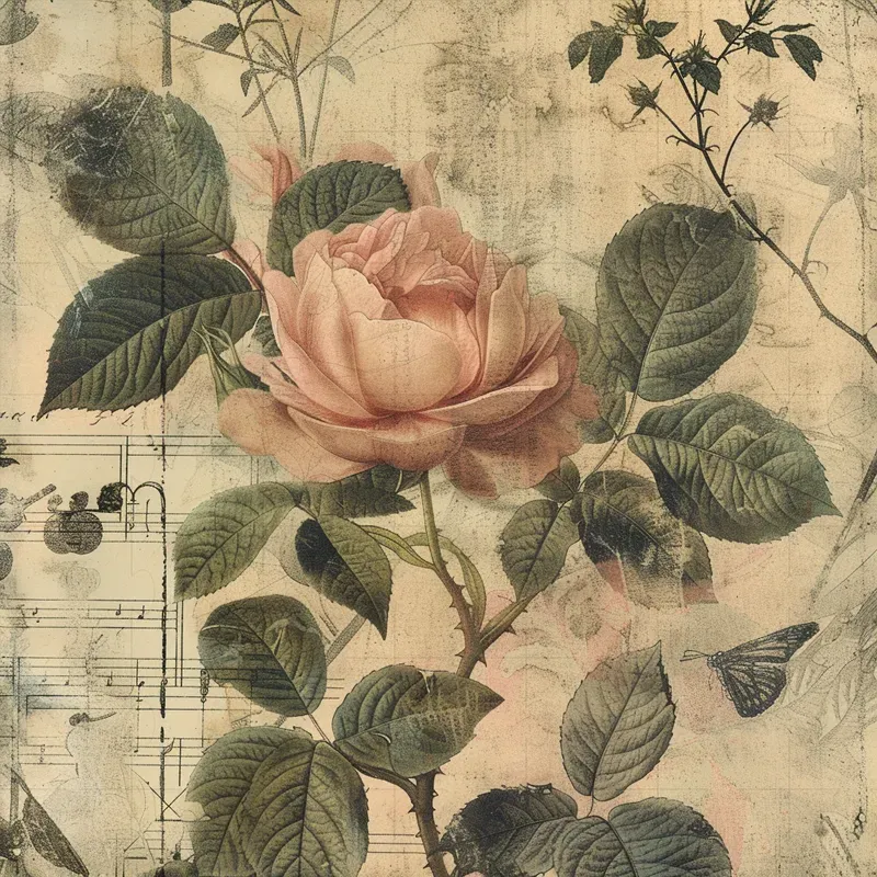 Botanical Vintage Nostalgic Collage Art