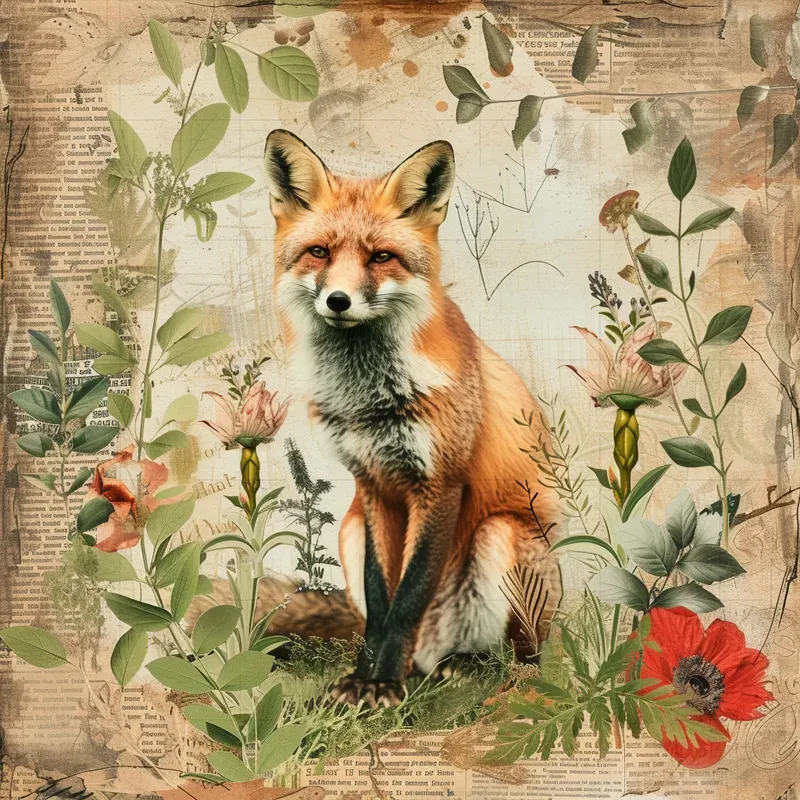 Botanical Vintage Nostalgic Collage Art