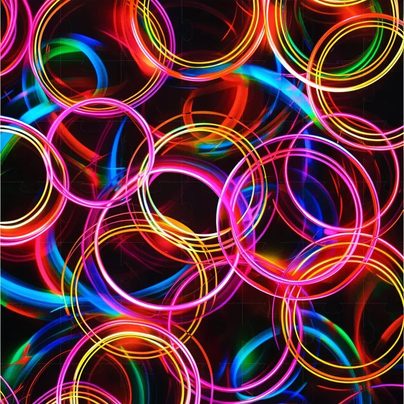 Neon Patterns Of Geometric Figures