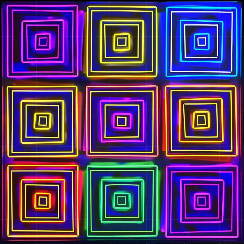 Neon Patterns Of Geometric Figures