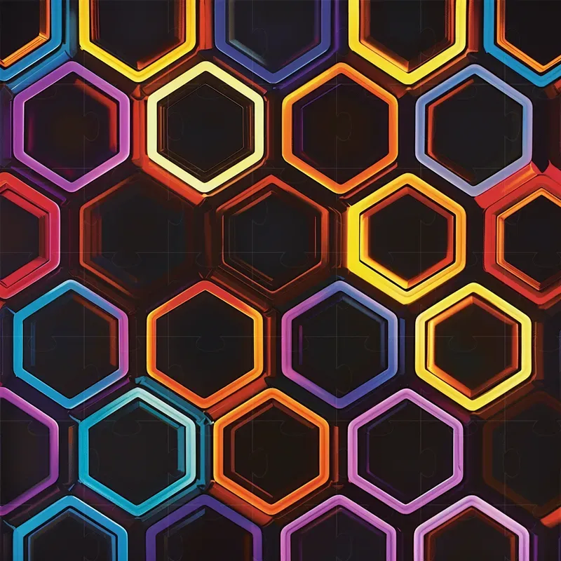 Neon Patterns Of Geometric Figures