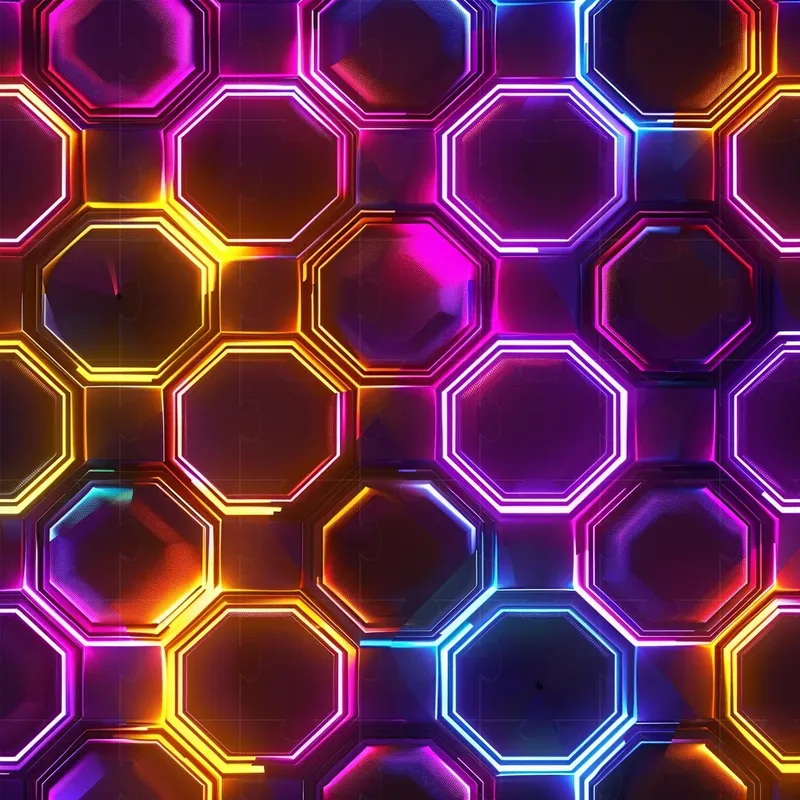 Neon Patterns Of Geometric Figures