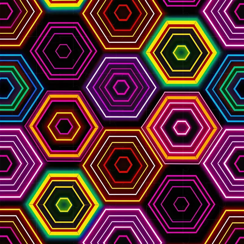 Neon Patterns Of Geometric Figures