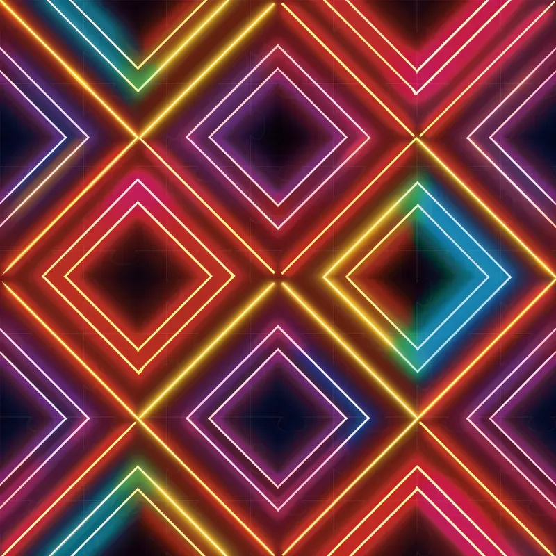 Neon Patterns Of Geometric Figures