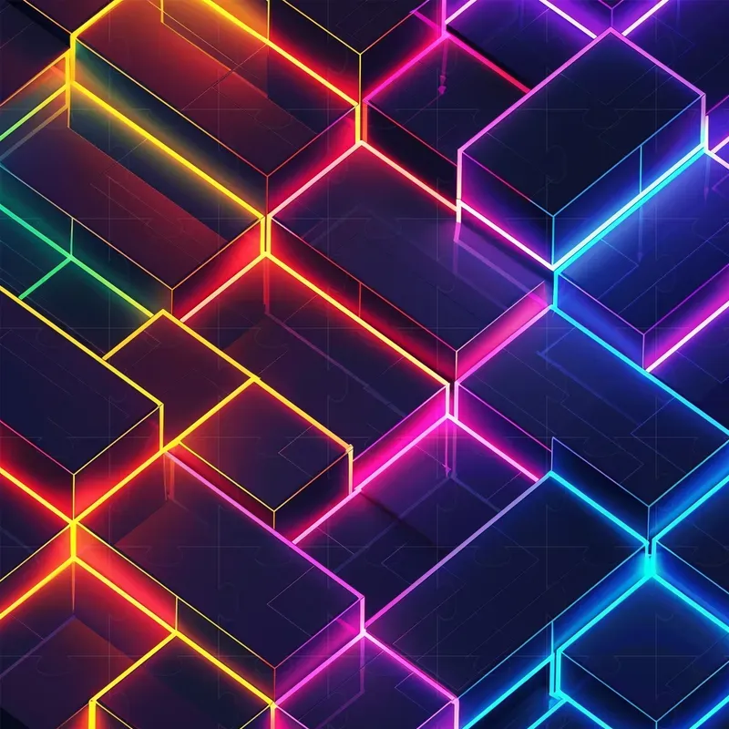Neon Patterns Of Geometric Figures