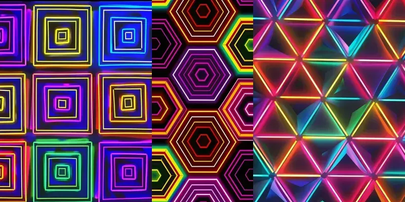 Neon Patterns Of Geometric Figures generated by undefined
