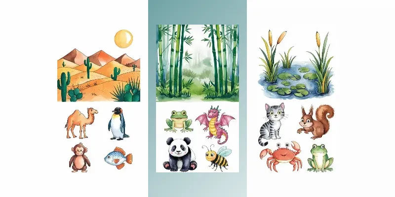 Educational Animal Habitat Illustrations generated by undefined