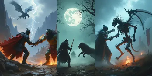 Epic Fantasy Battle Scene Art generated by flux