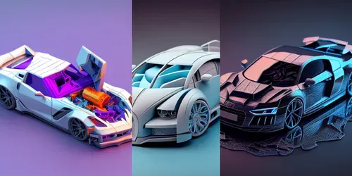 Isometric Supercars 3D Game Assets generated by midjourney