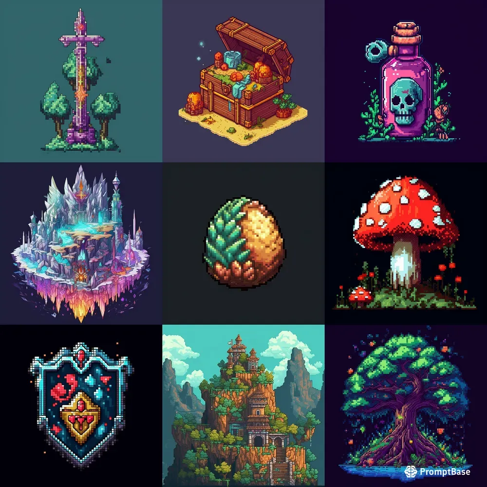 Fantasy Pixel Art Environments Midjourney Prompt | PromptBase