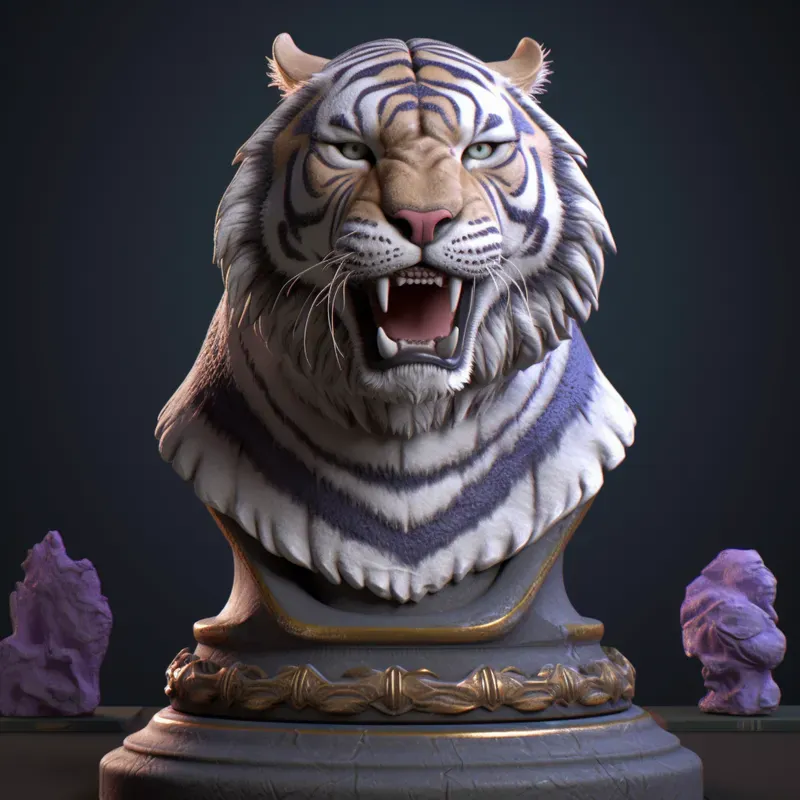 3D Rendered Animal Head Busts