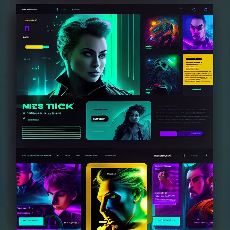 Futuristic Neon Website Mockups