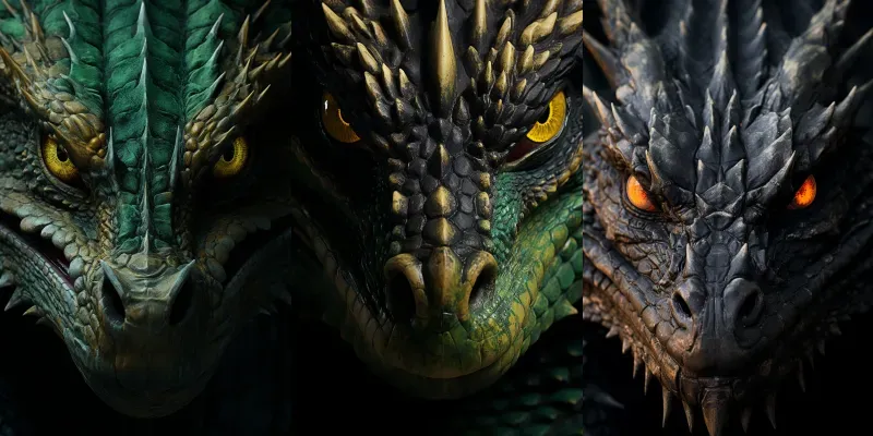 Realistic Dragon Faces Close Up generated by undefined