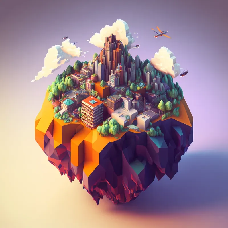 Cute Isometric Floating Cities