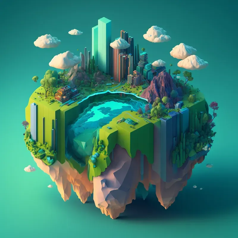 Cute Isometric Floating Cities