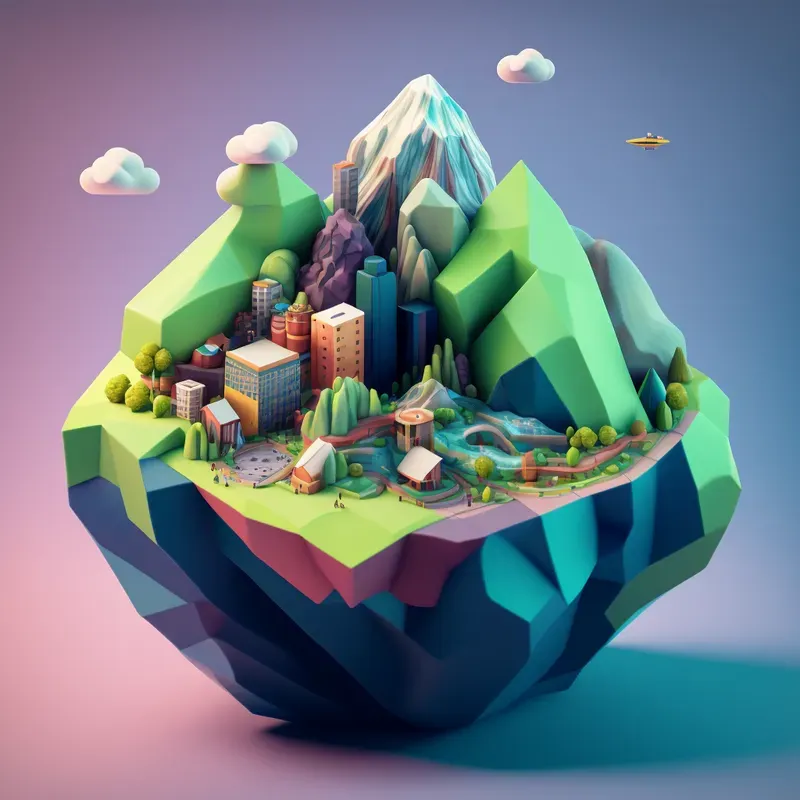Cute Isometric Floating Cities