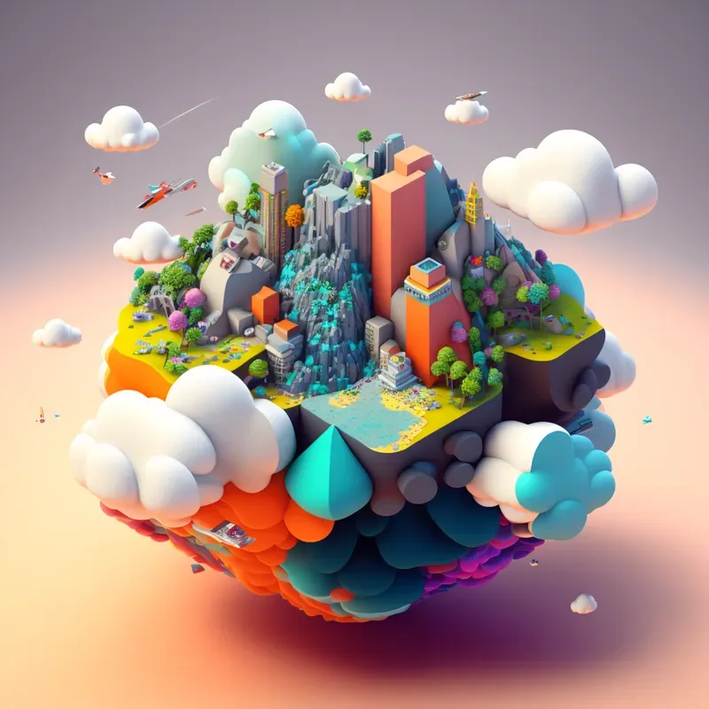 Cute Isometric Floating Cities