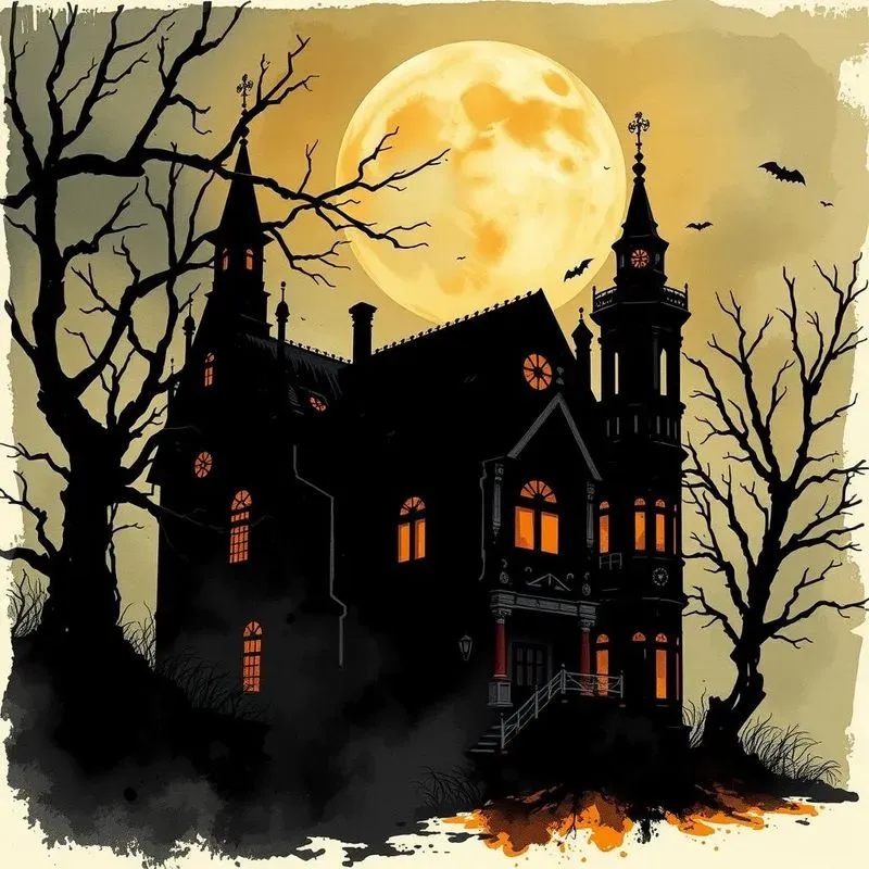 Silhouett Art Hidden Haunted Buildings