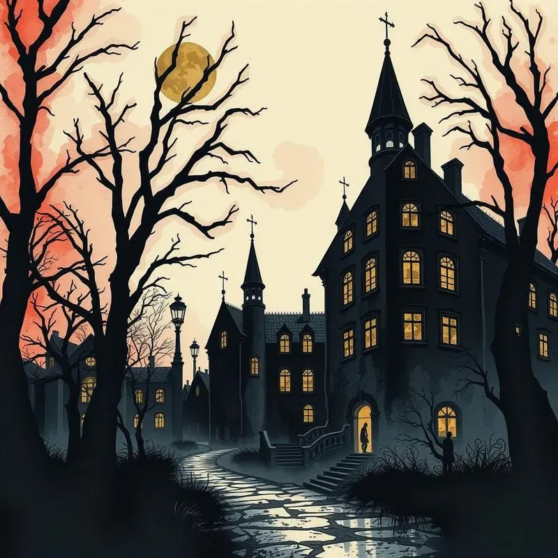 Silhouett Art Hidden Haunted Buildings