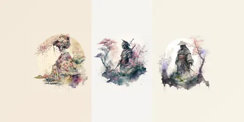 Japanese Fantasy Watercolors generated by midjourney
