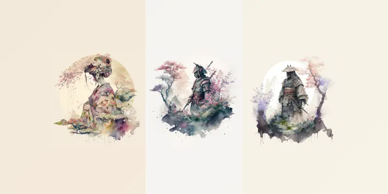 Japanese Fantasy Watercolors generated by undefined